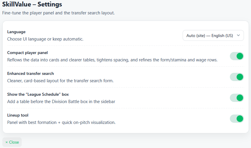 Lineup Tool can be switche off now
